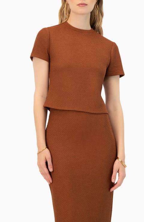 Textured Knit Short Sleeve Top