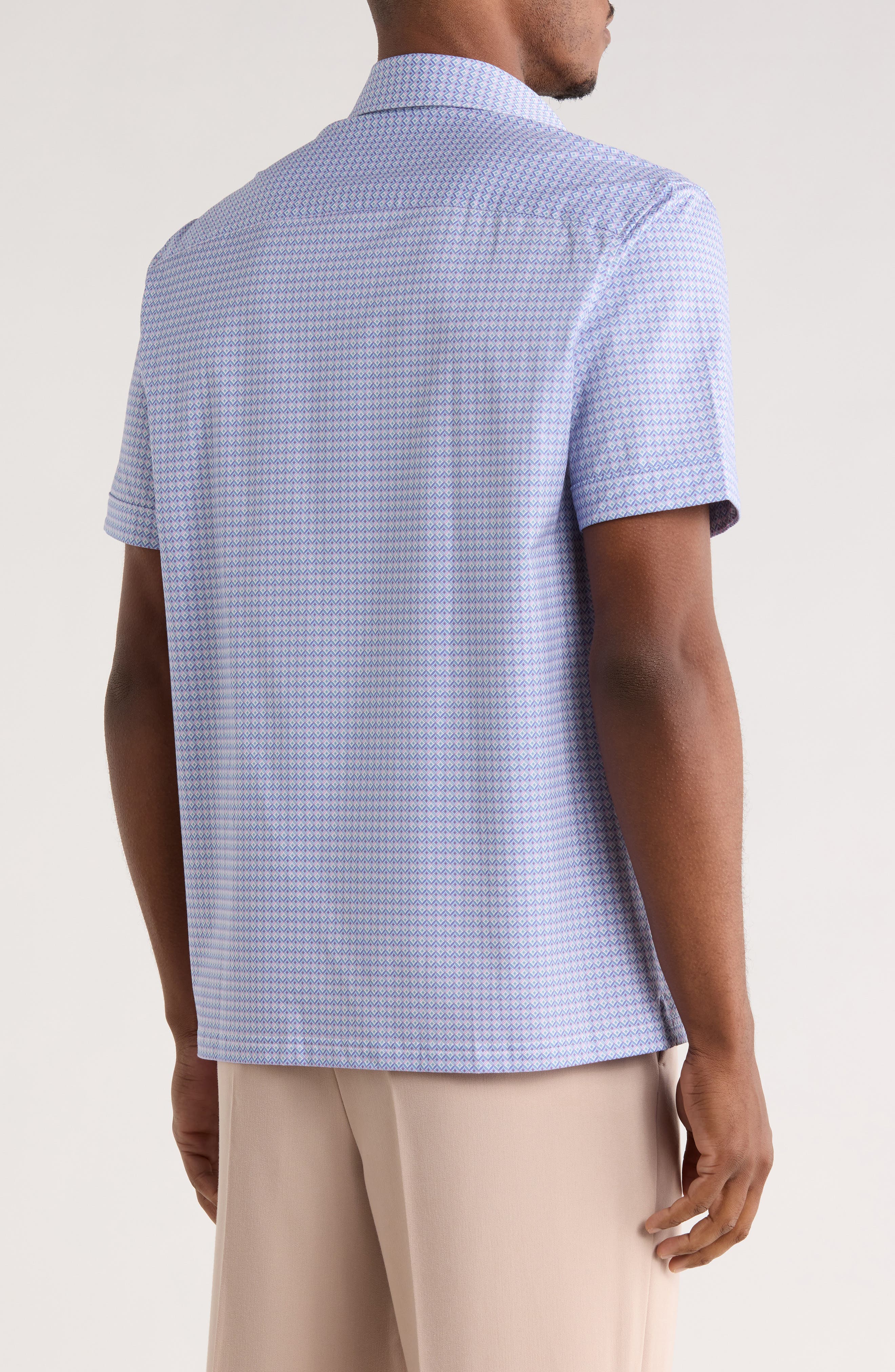 Print Short Sleeve Button-Up Shirt - image 2
