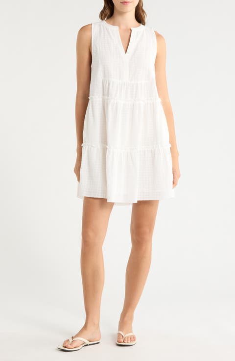 Tiered Cotton Seersucker Cover-Up Sundress