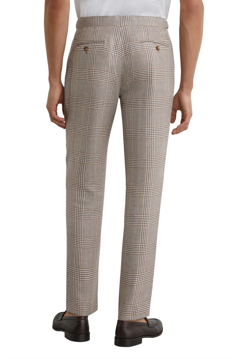 Epsom Tailored Fit Glen Check Linen & Wool Blend Suit Pants, Alternate, color, OATMEAL BROWN