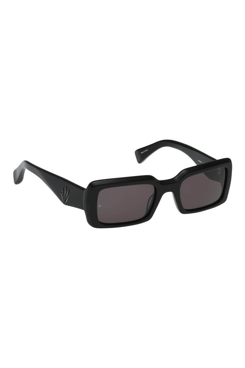54mm Rectangular Sunglasses, Alternate, color, SHINY BLACK SMOKE LENSES
