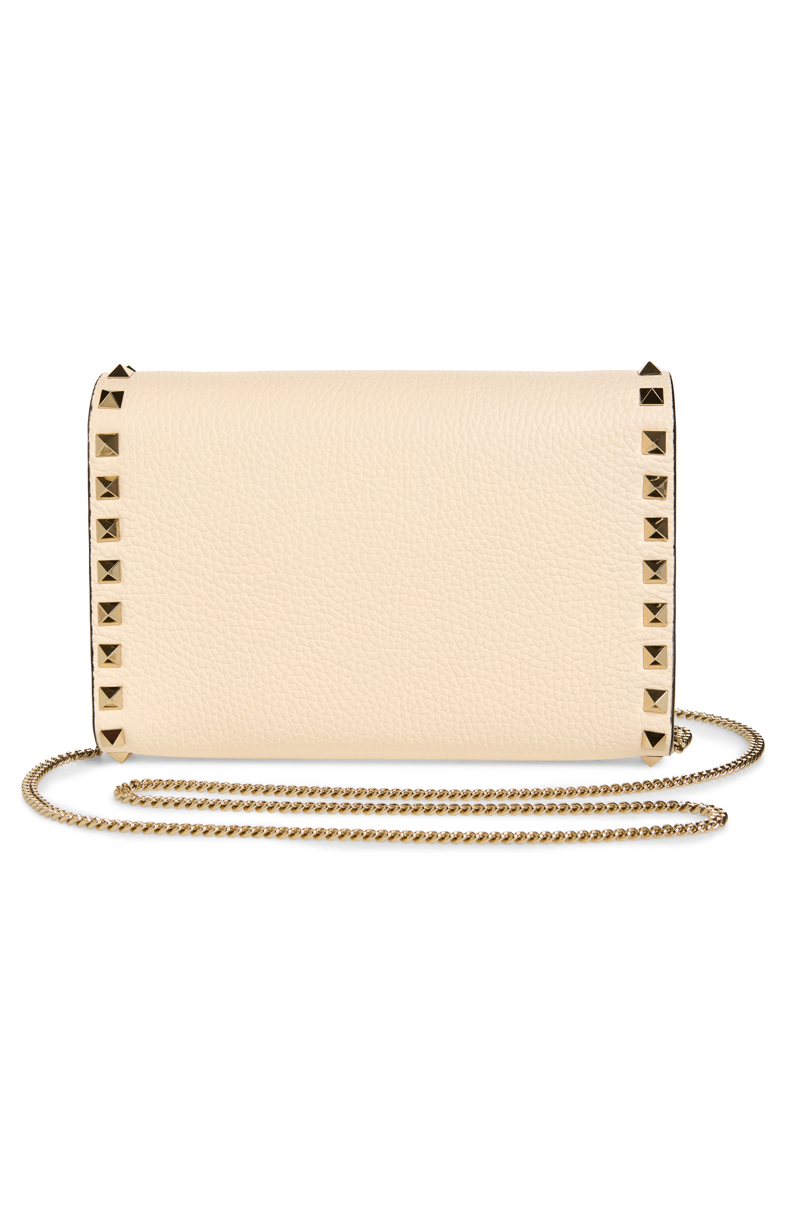 Valentino Garavani Mini Rockstud Leather Shoulder Bag, Alternate, color, Light Ivory