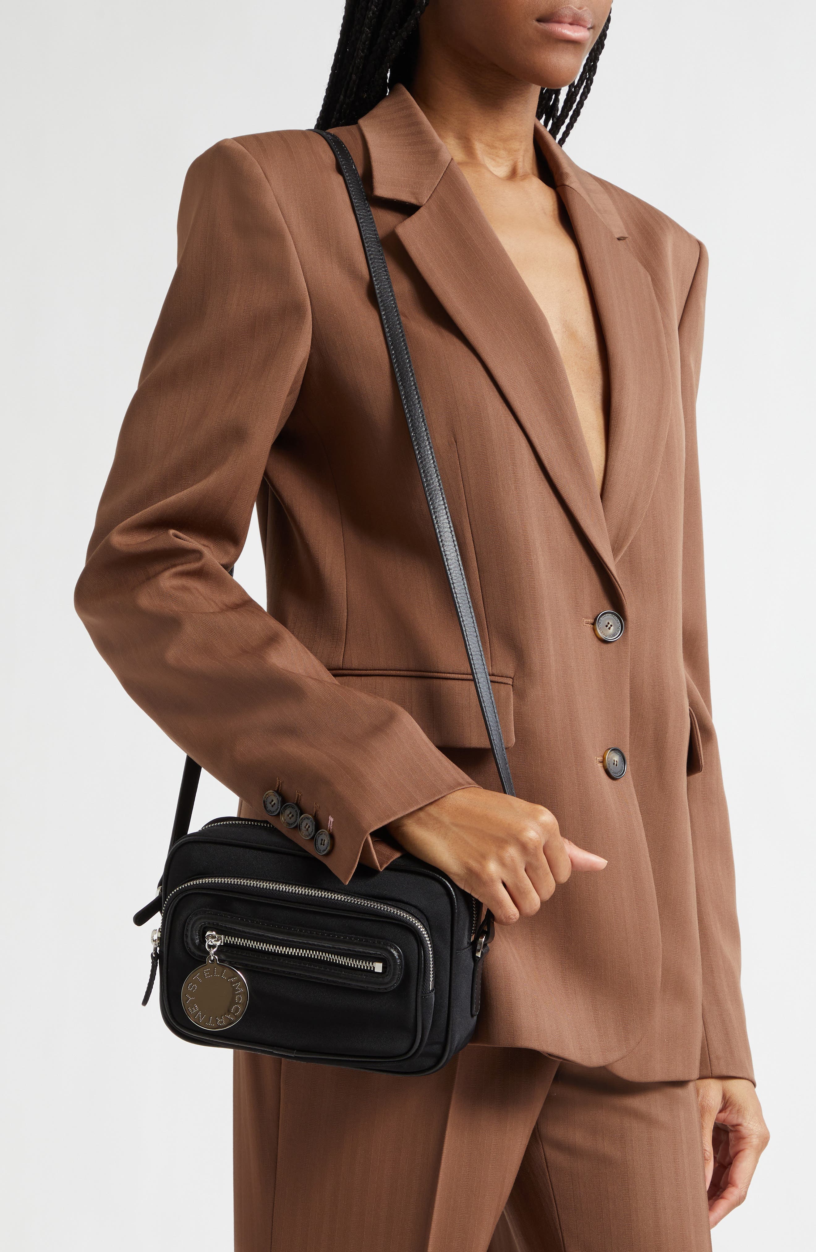 Stella McCartney Dartmoor Nylon Crossbody Bag, Alternate, color, Ultra Black