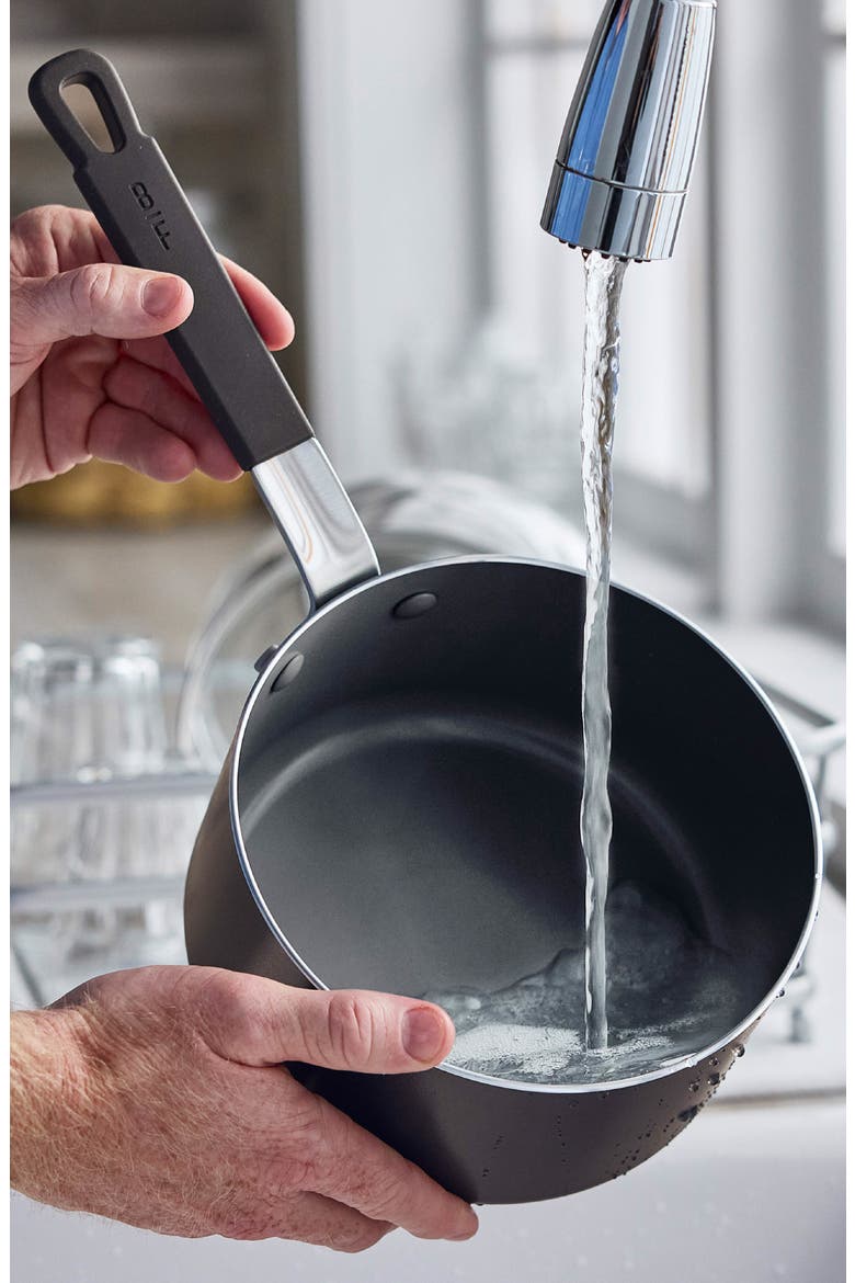 x Bobby Flay Professional Ceramic Nonstick 2.53-Quart Saucepan with Lid, Alternate, color, BLACK