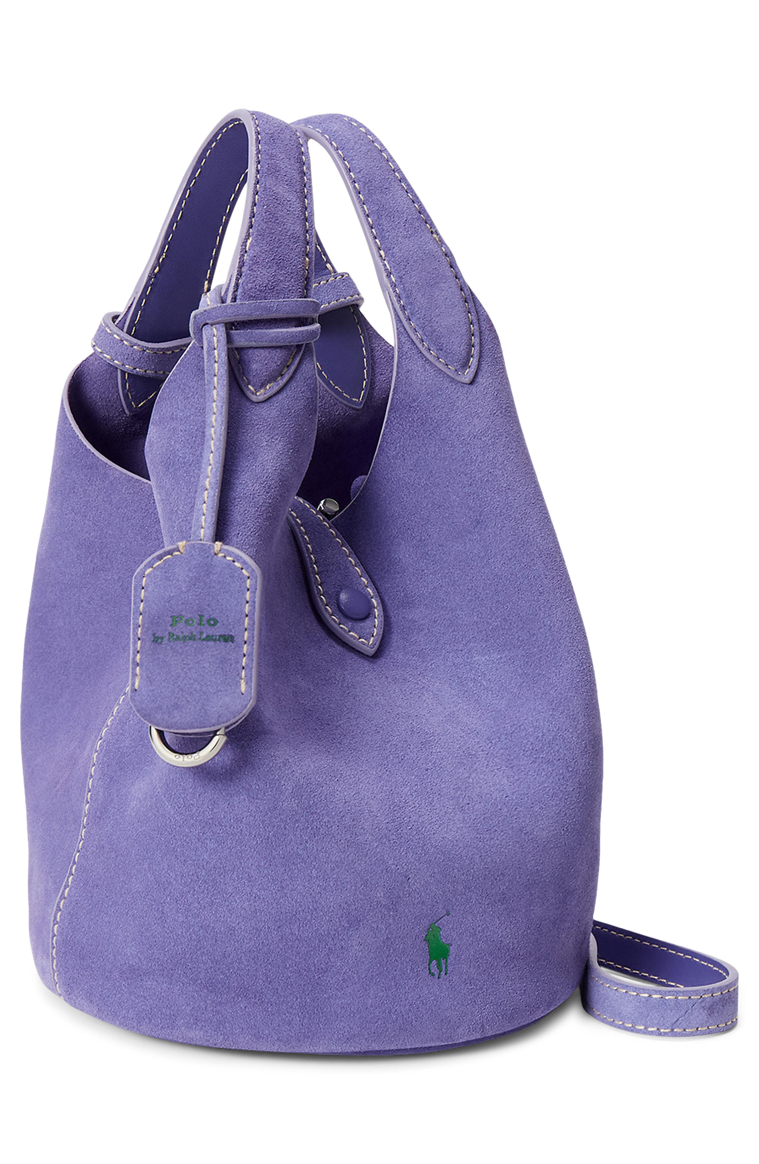 Small Polo Play Suede Crossbody Tote, Alternate, color, THISTLE