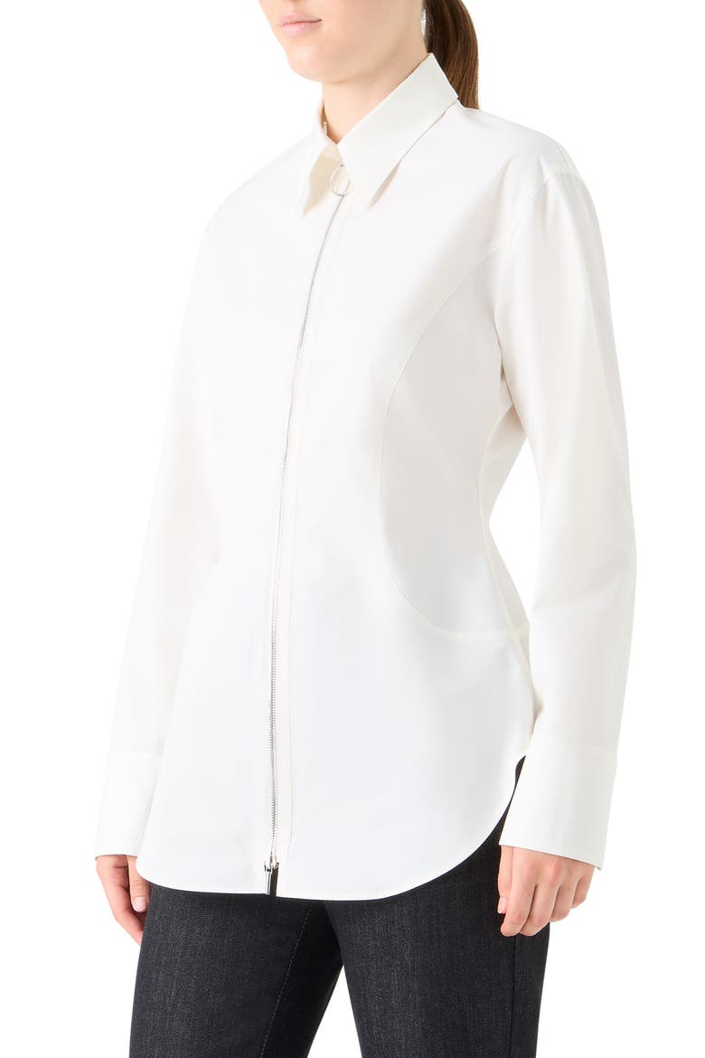 Long Sleeve Cotton Zip-Up Shirt, Alternate, color, CREAM