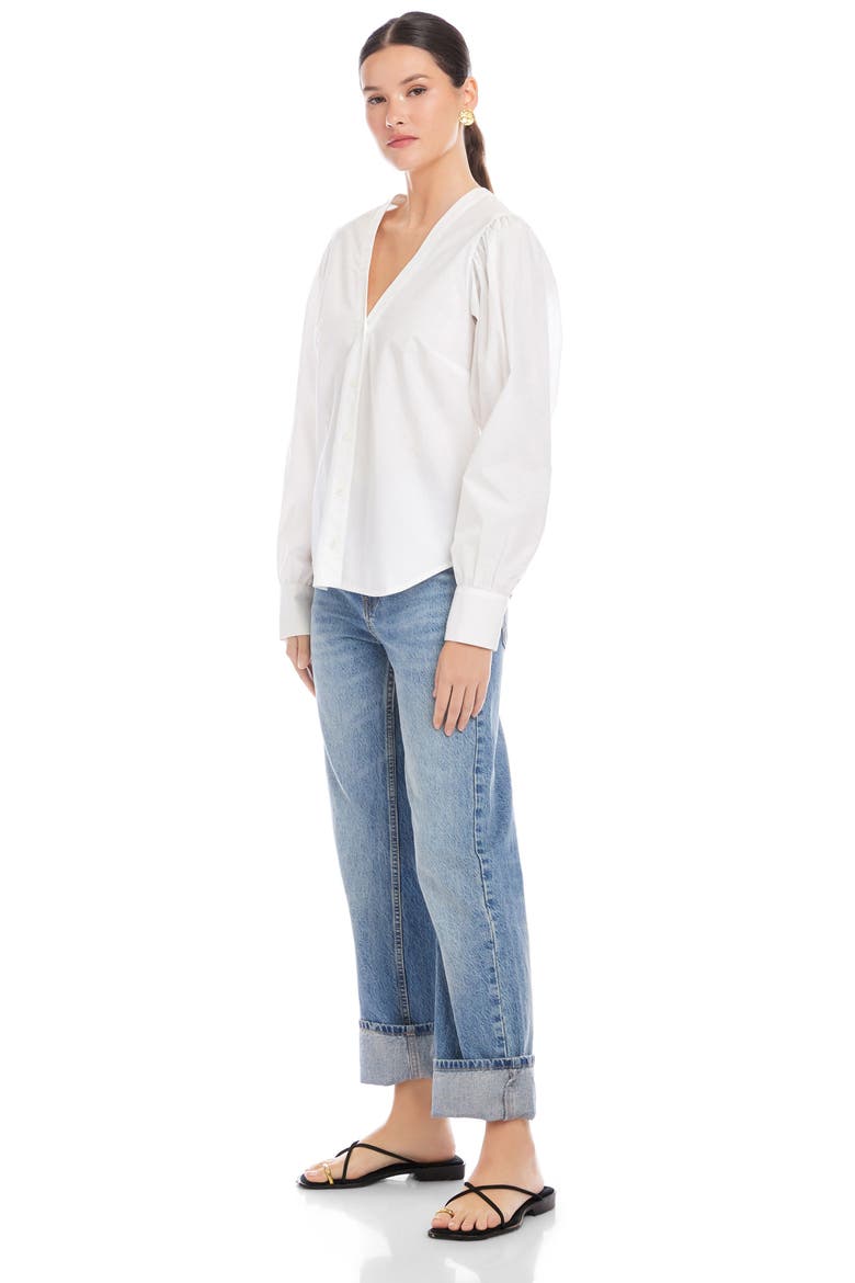 Cotton Poplin Button-Up Shirt, Alternate, color, OFF WHITE