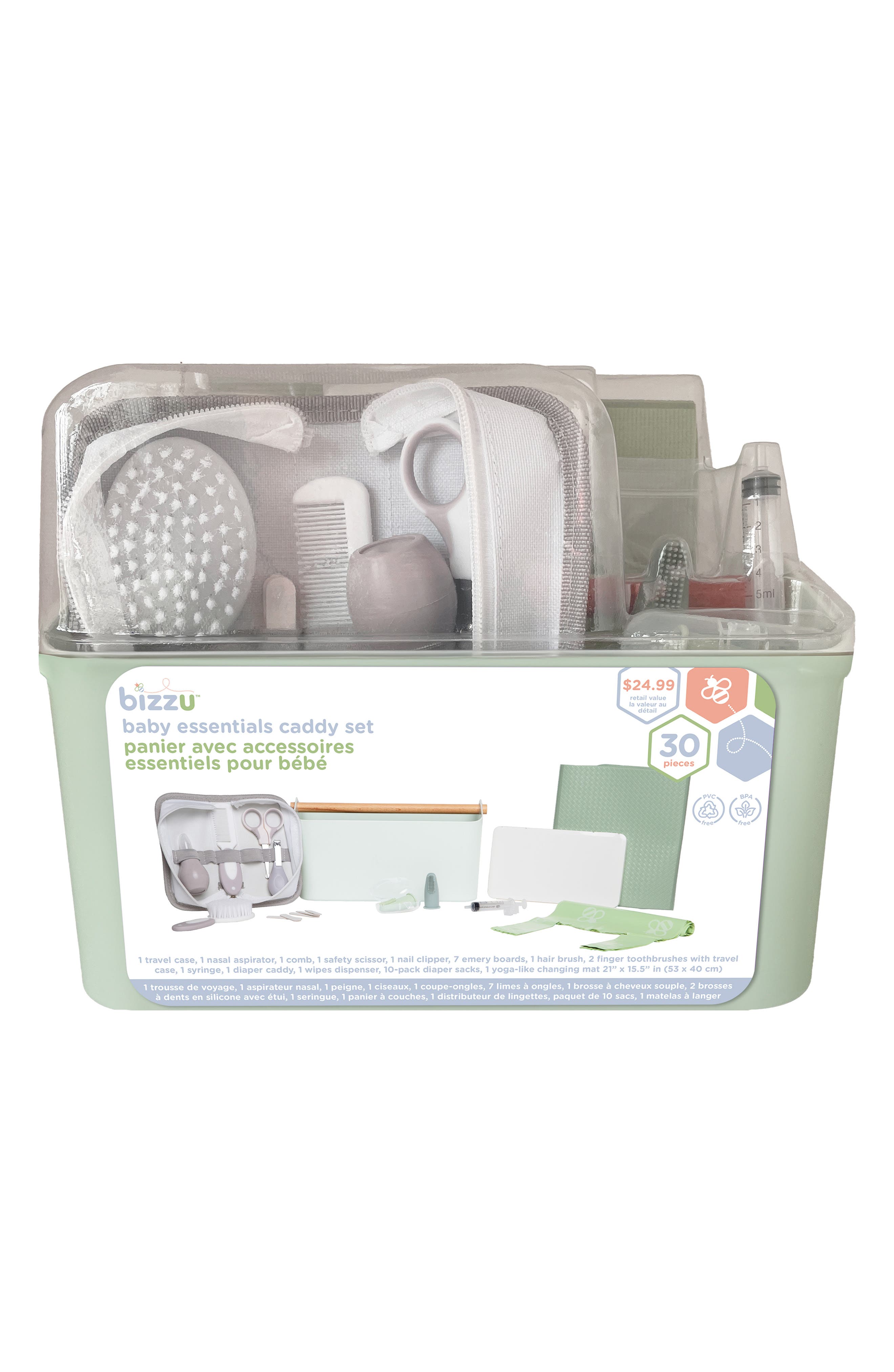 Bizzu Baby Essentials Diaper Caddy 30-Piece Set