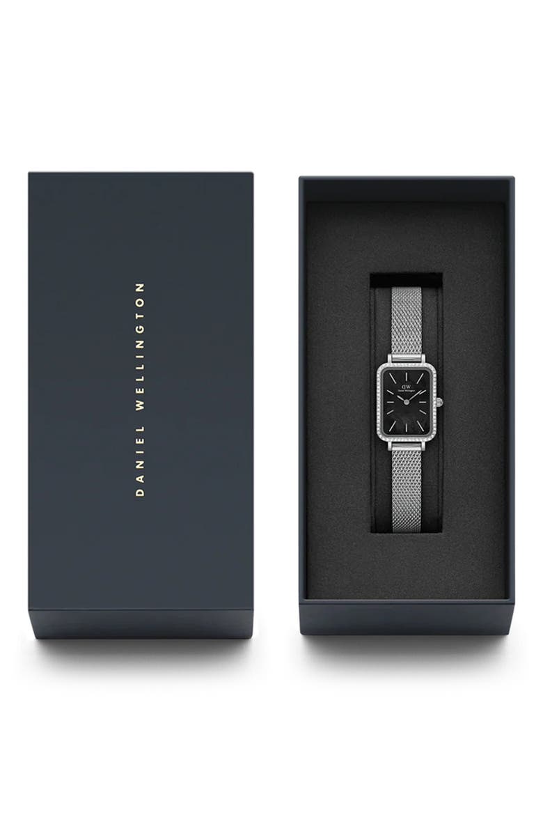Quadro Mesh Strap Watch, 20mm x 26mm, Alternate, color, SILVER