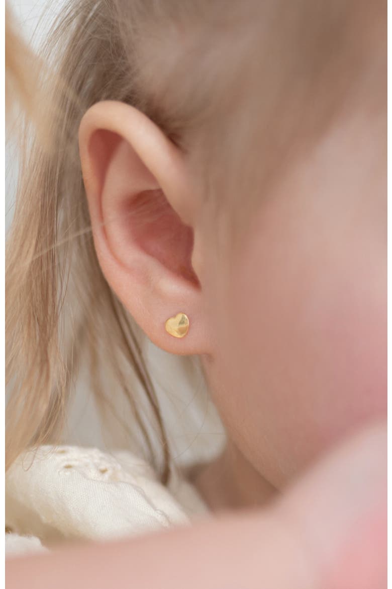 14k Polished Heart Earrings, Alternate, color, Gold