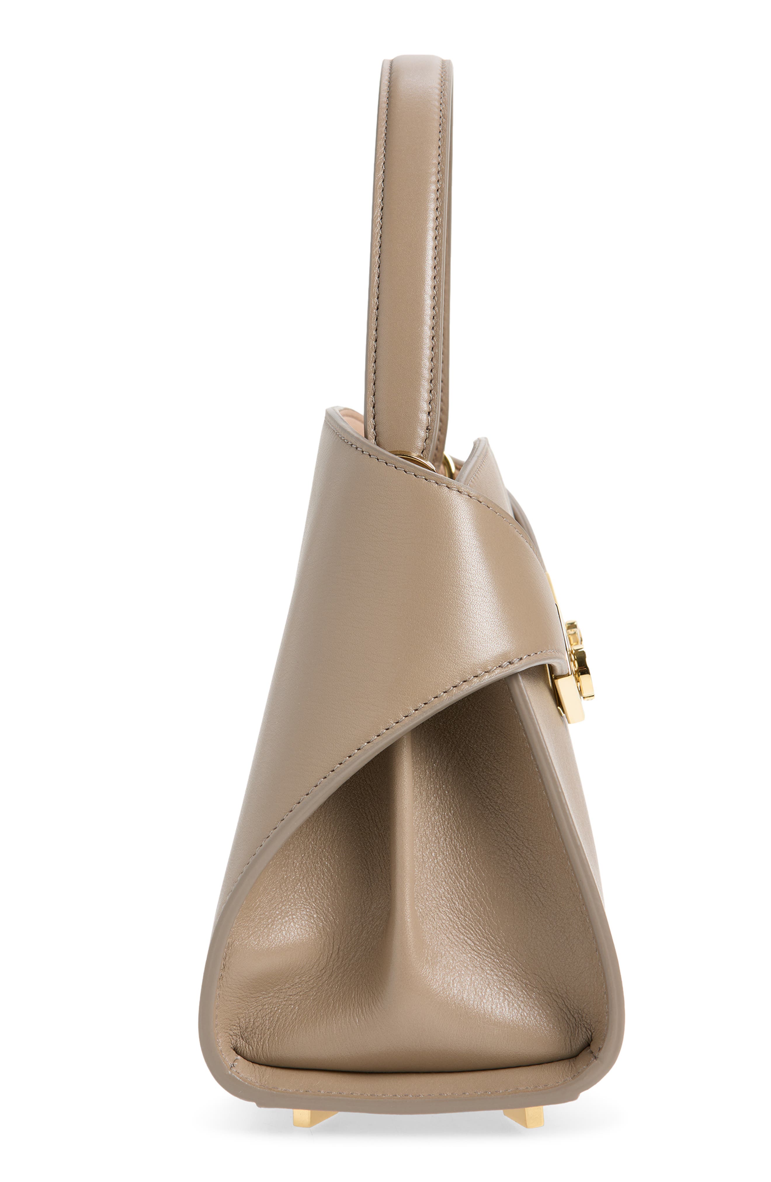 Extra Small Hug Leather Top Handle Bag, Alternate, color, WARM TAUPE DUSTY PINK