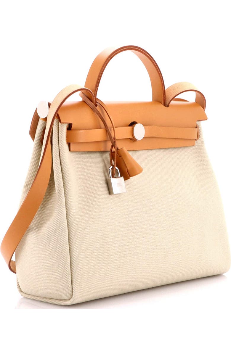 Pre-Owned Hermes Herbag Zip Leather and Toile 31, Alternate, color, Beton