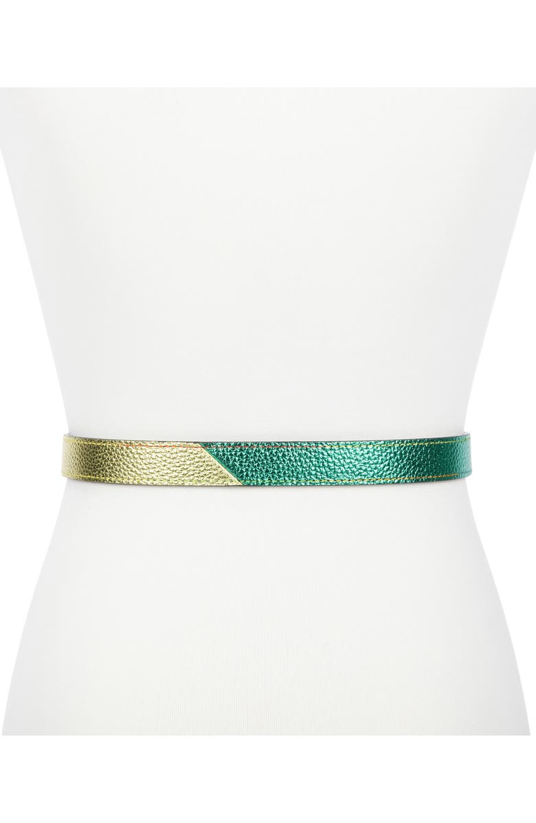 Kurt Geiger London Crystal Buckle Metallic Rainbow Belt, Alternate, color, 