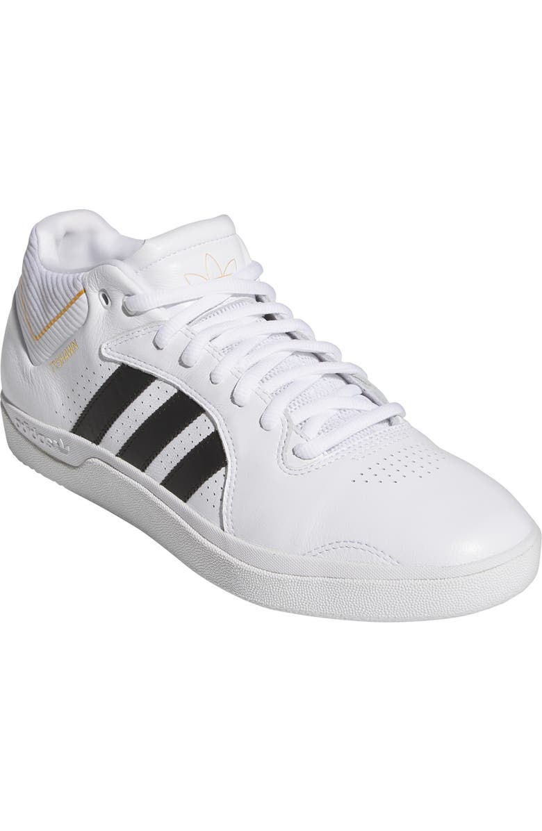 adidas Tyshawn Skateboarding Sneaker, Main, color, White/ Black/ Gold