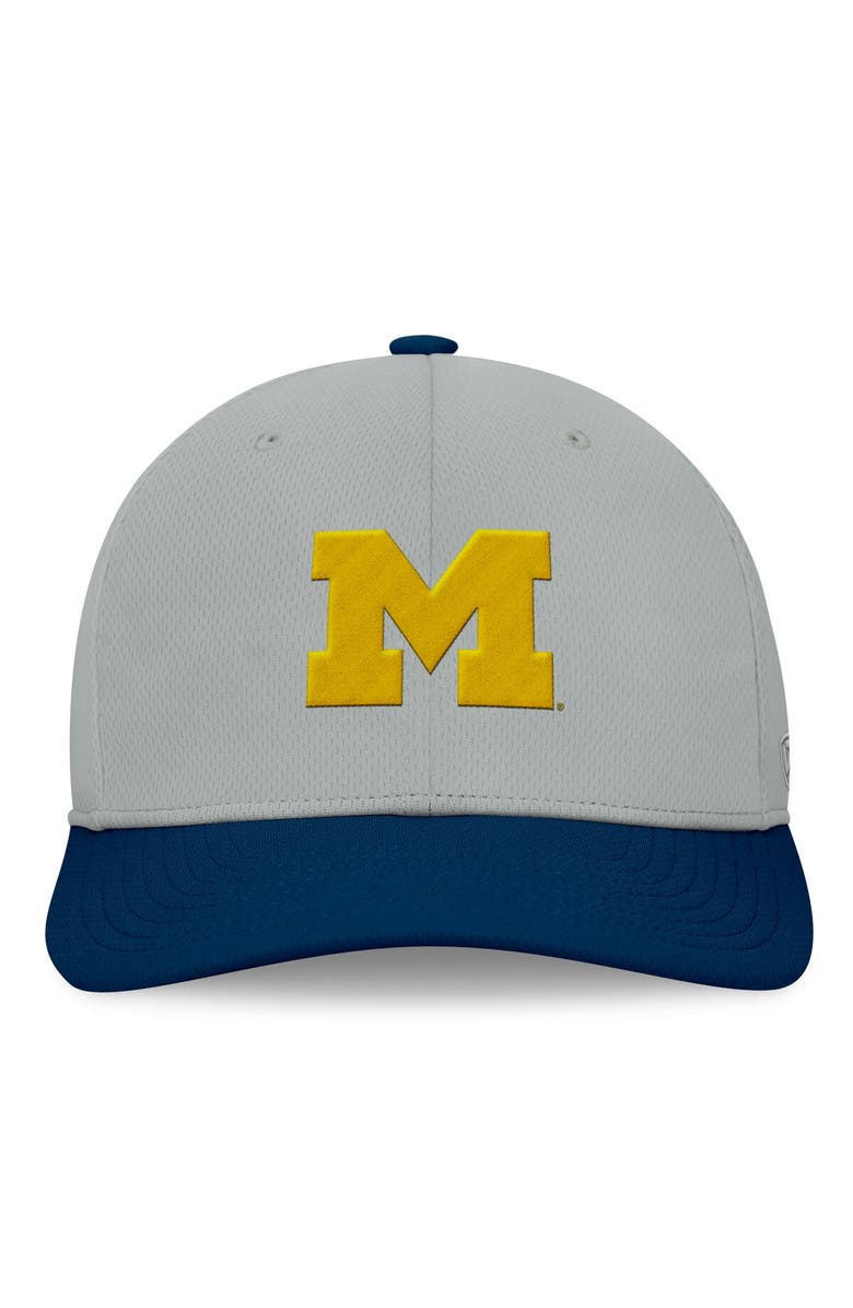 TOP OF THE WORLD Men's Top of the World  Gray/Navy Michigan Wolverines Mick Flex Hat, Alternate, color, Gray