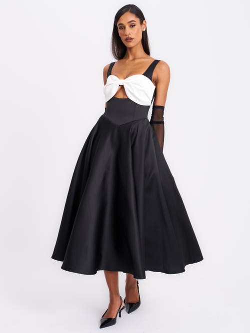 Miss Circle Women Edda Black Maxi Gown With White Bow In Black