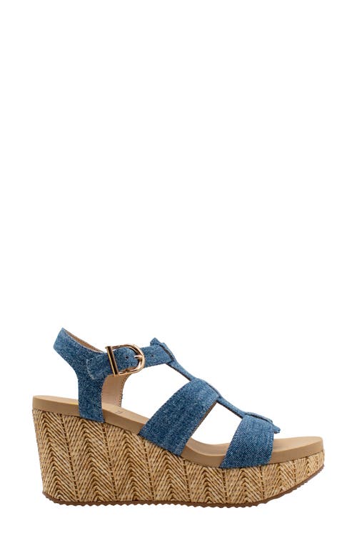 Volatile Crimini Platform Wedge Sandal In Denim