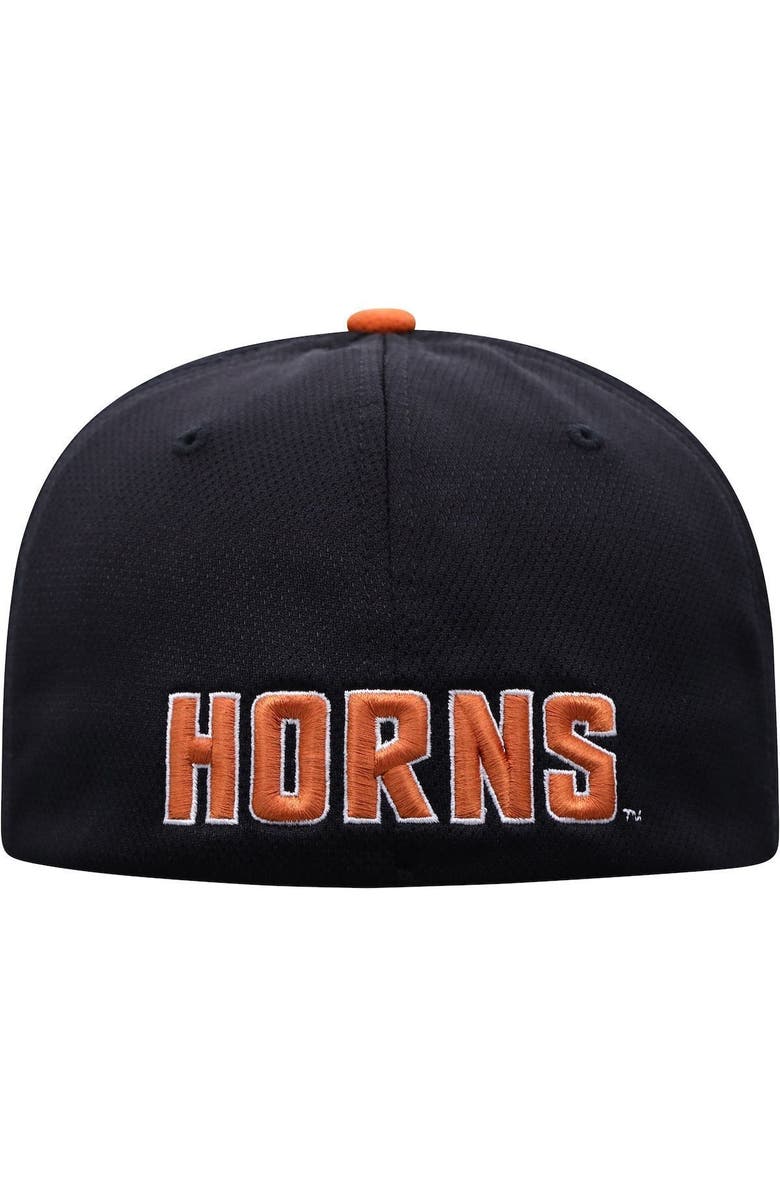 TOP OF THE WORLD Men's Top of the World Black/Texas Orange Texas Longhorns Two-Tone Reflex Hybrid Tech Flex Hat, Alternate, color, Black