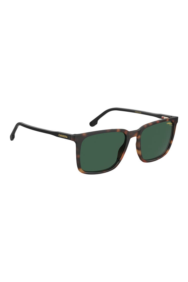 55mm Polarized Rectangle Sunglasses, Alternate, color, DARK HAVANA/ GREEN