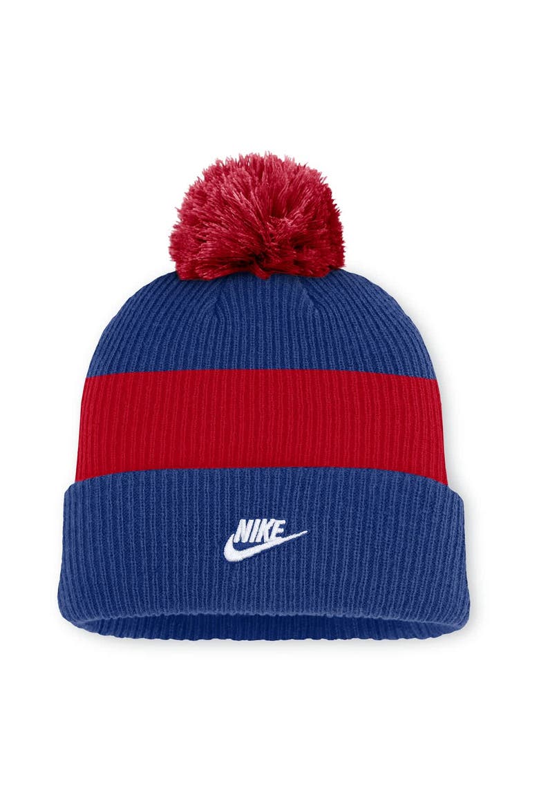 Men's Nike Royal/Red Chicago Cubs Cooperstown Collection Peak Standard Cuffed Knit Hat with Pom, Alternate, color, Royal