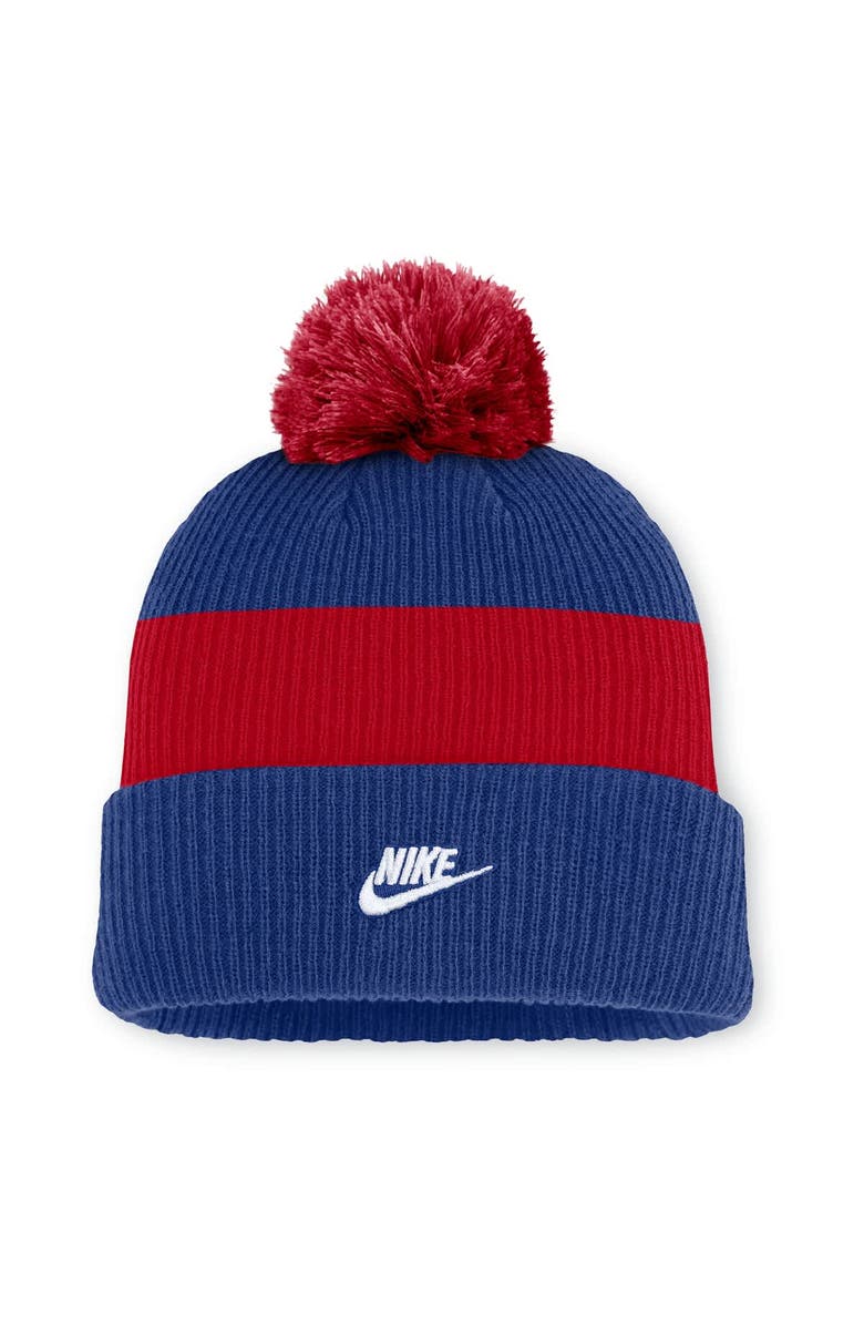 Nike Men's Nike Royal/Red Chicago Cubs Cooperstown Collection Peak Standard Cuffed Knit Hat with Pom, Alternate, color, Royal