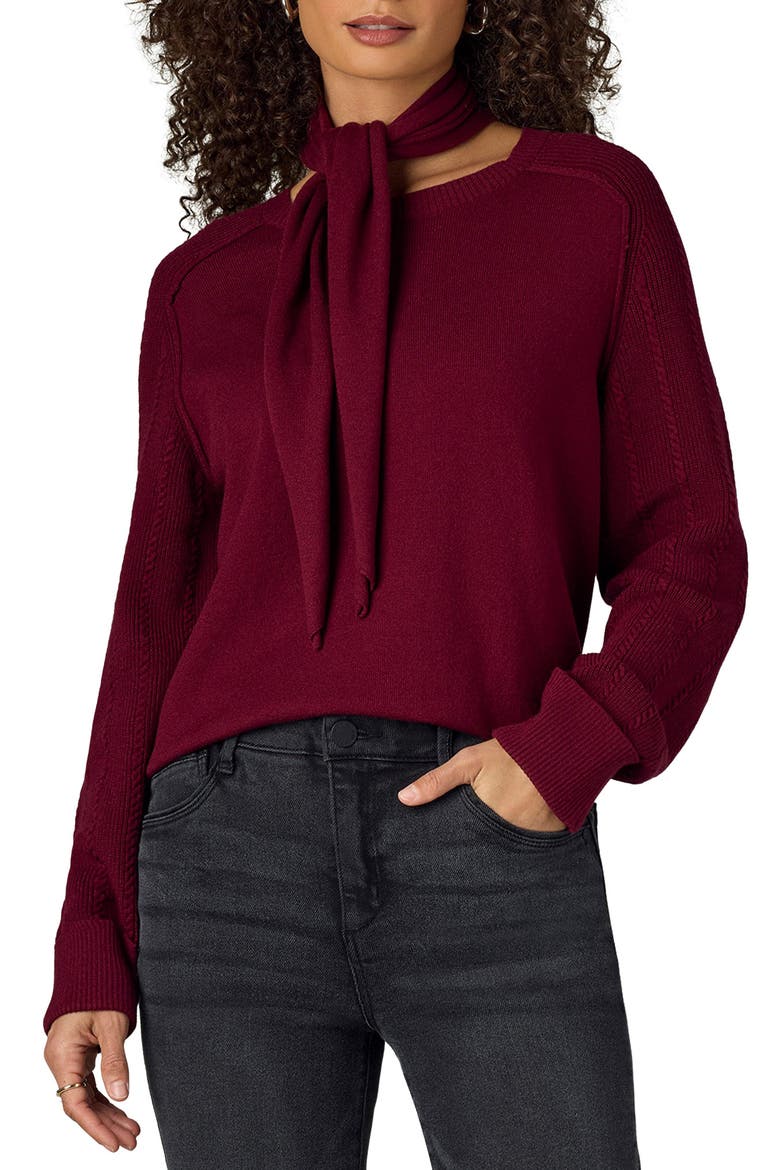 Tie Neck Sweater, Main, color, ZINFANDEL