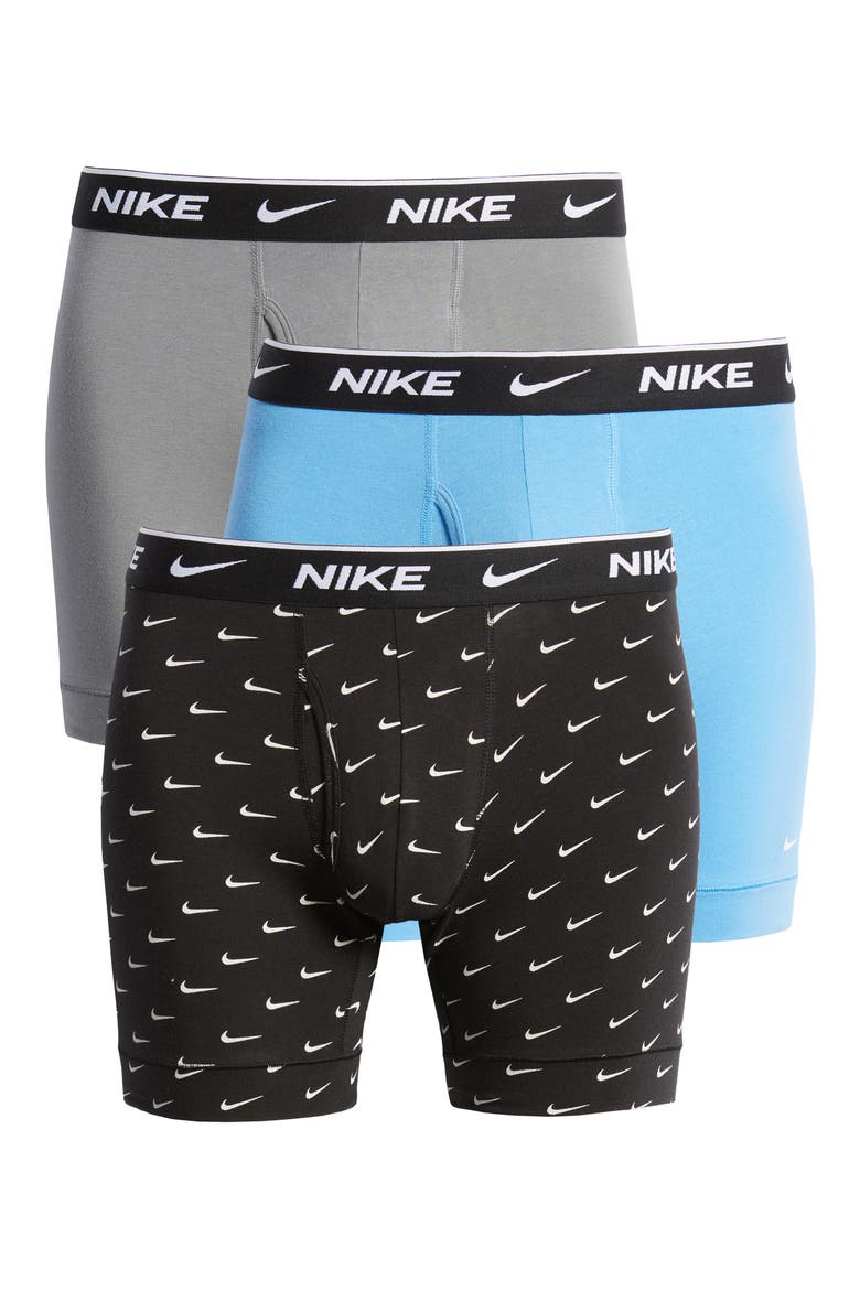 Dri-FIT Essential Assorted 3-Pack Stretch Cotton Boxer Briefs, Main, color, SWOOSH PRINT