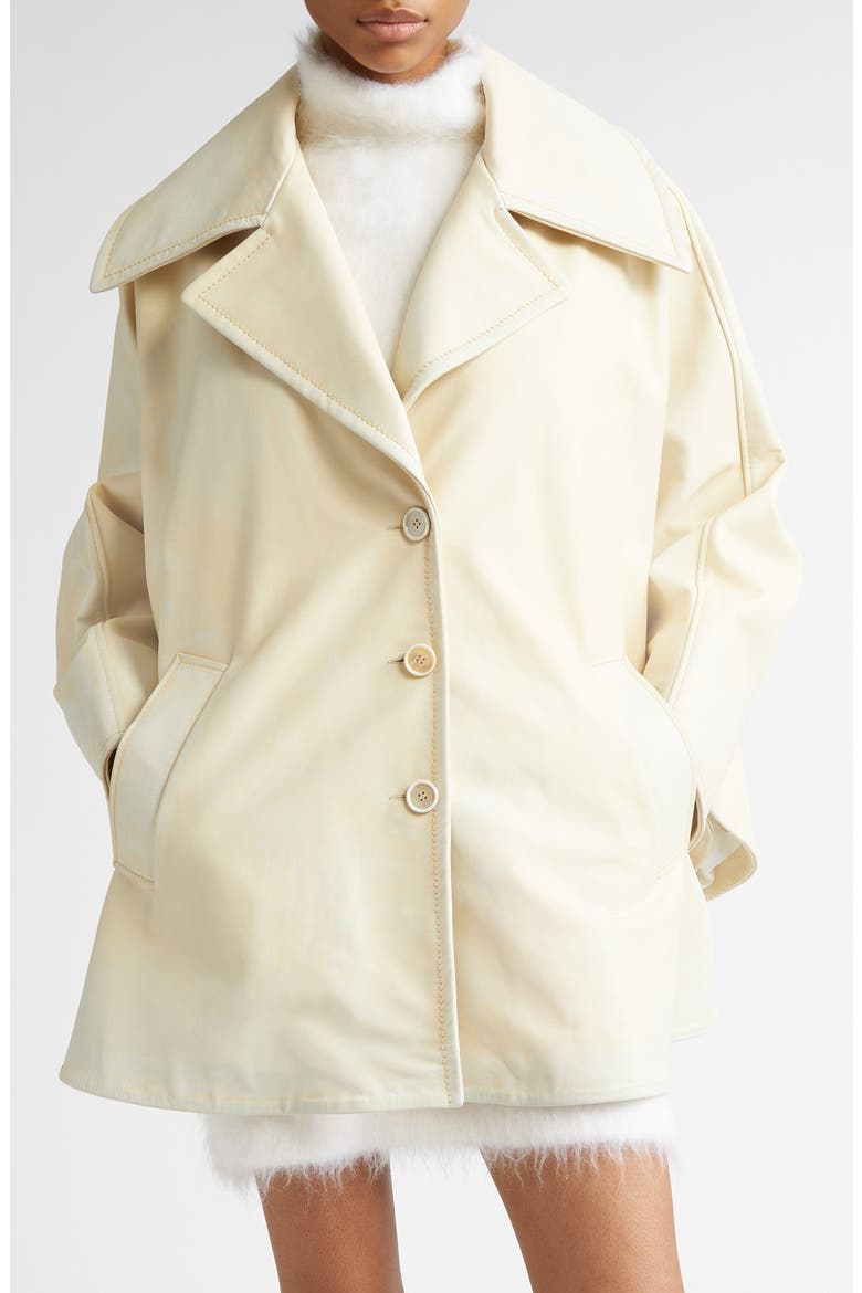 Printed Calfskin Leather Cape, Main, color, LIGHT TOPAZ