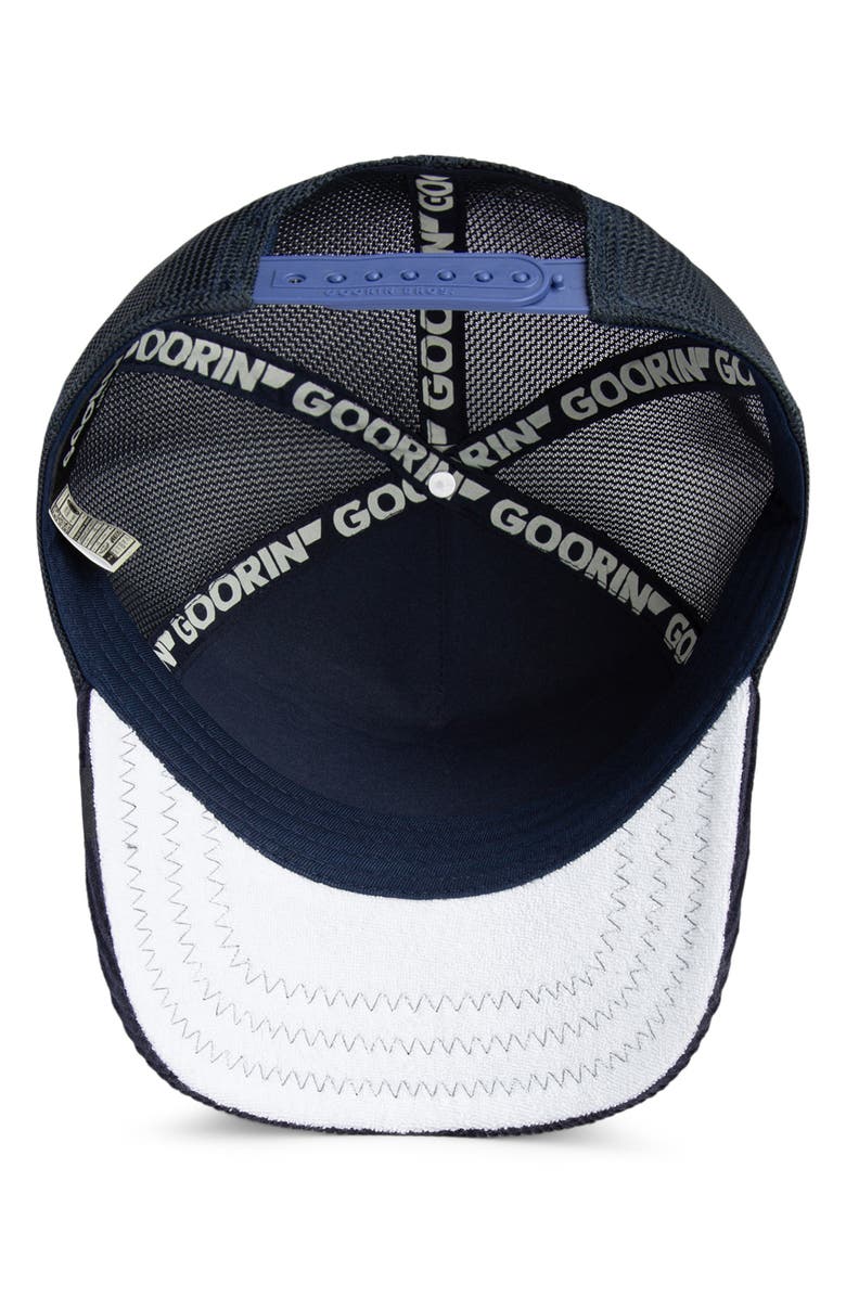 Goorin Bros. Shadow Remix Dog Patch Snapback Trucker Hat, Alternate, color, Navy Multi