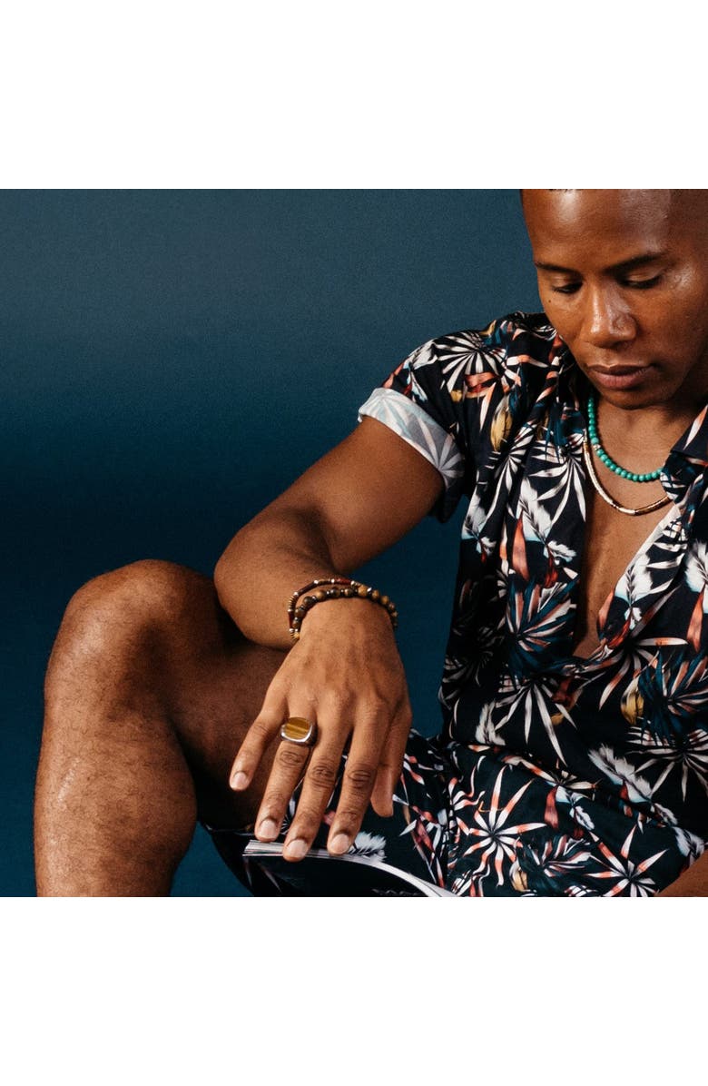 Jan Leslie Sterling Silver & Tiger's Eye Cobra Etched Ring, Alternate, color, Brown