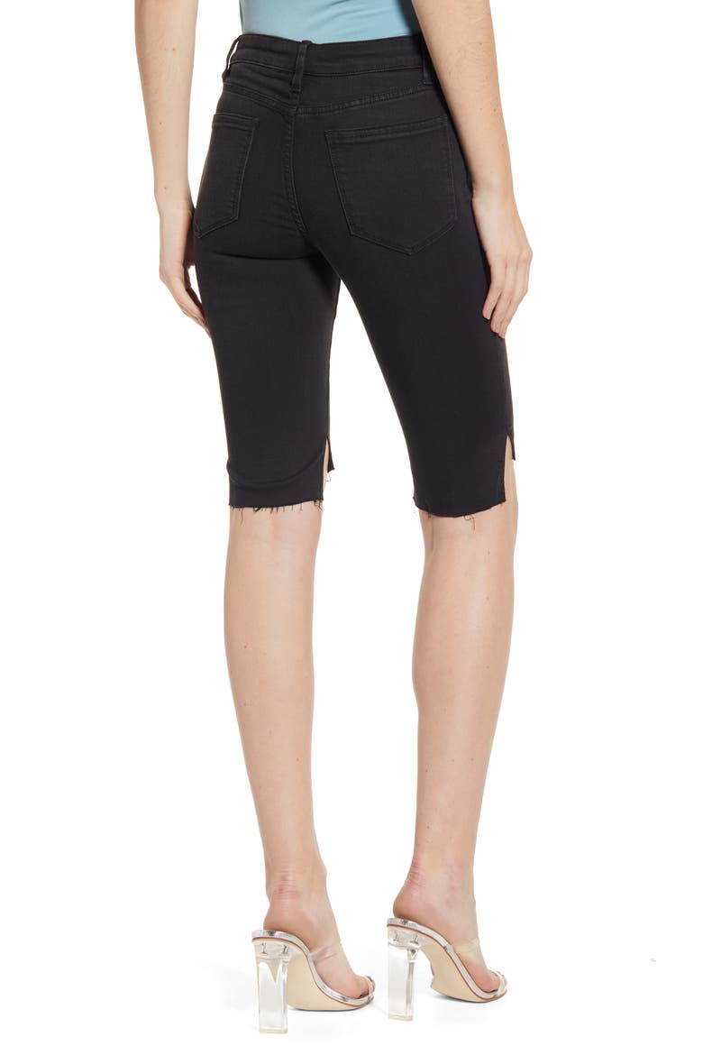 Gibson High Waist Raw Step Hem Denim Shorts, Alternate, color, NOIR