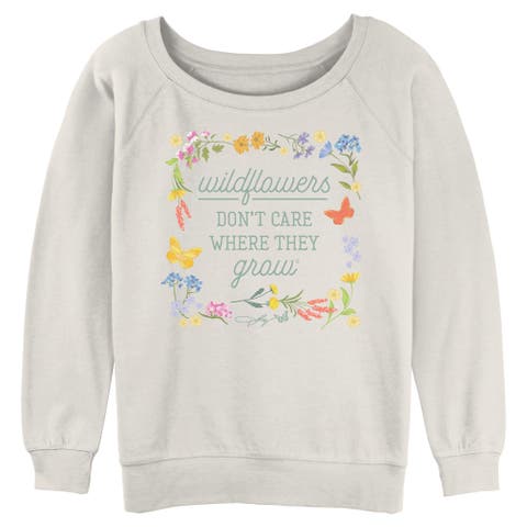 Junior's Wildflower Framed Quote Sweatshirt