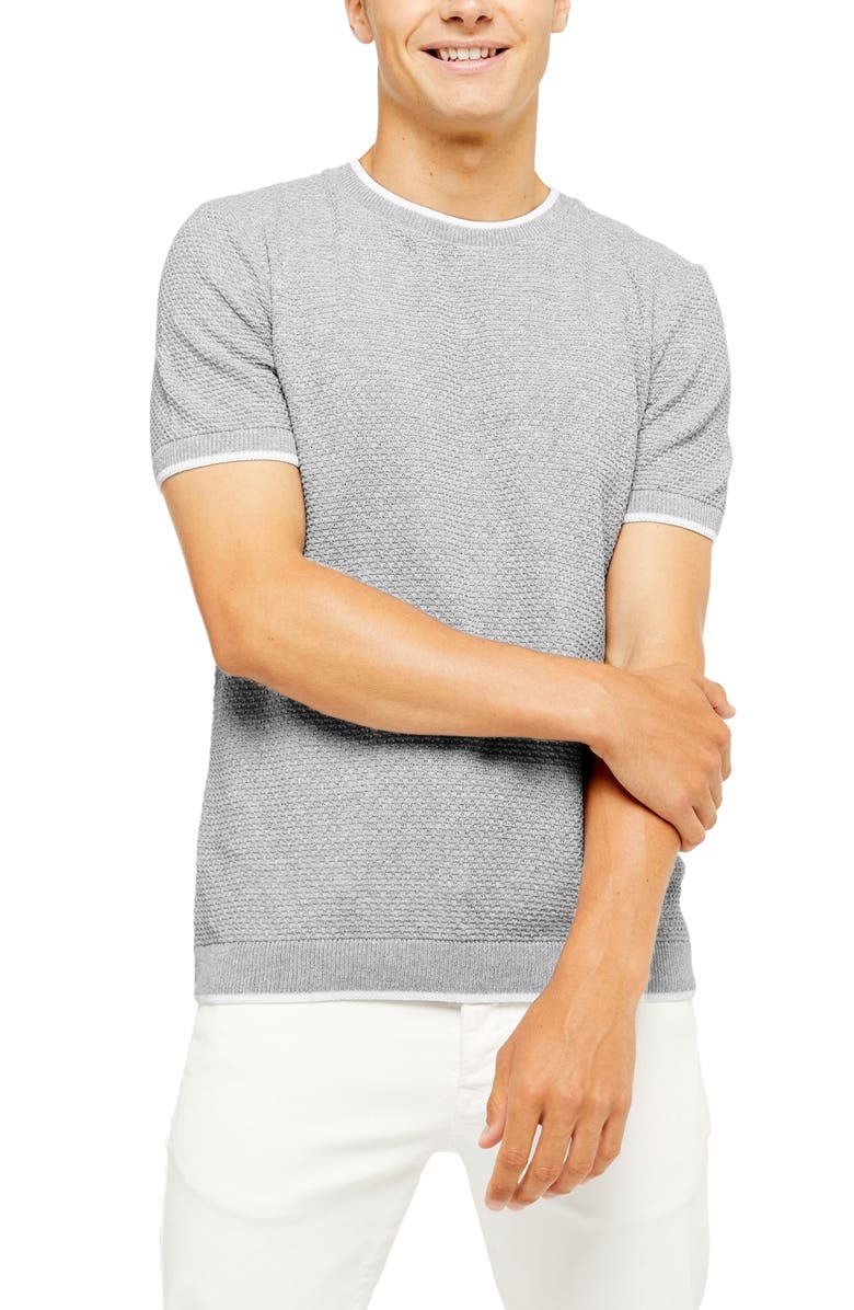 Topman Textured Short Sleeve Crewneck Sweater, Main, color,