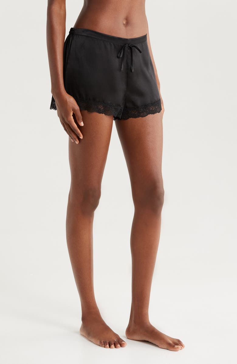 Etam Milky Silk Pajama Shorts, Alternate, color, Black