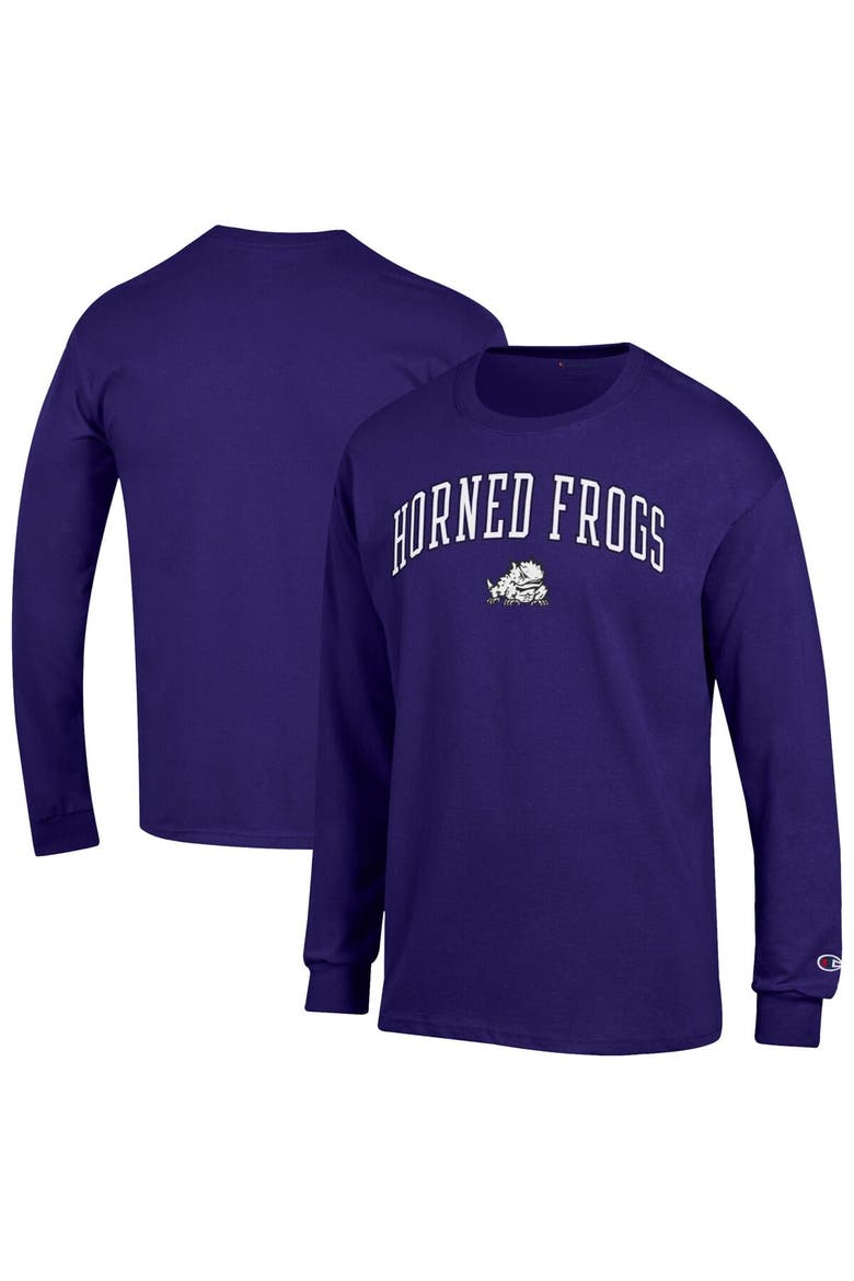 Men's Champion  Purple TCU Horned Frogs Arch Over Logo Long Sleeve T-Shirt, Alternate, color, Purple