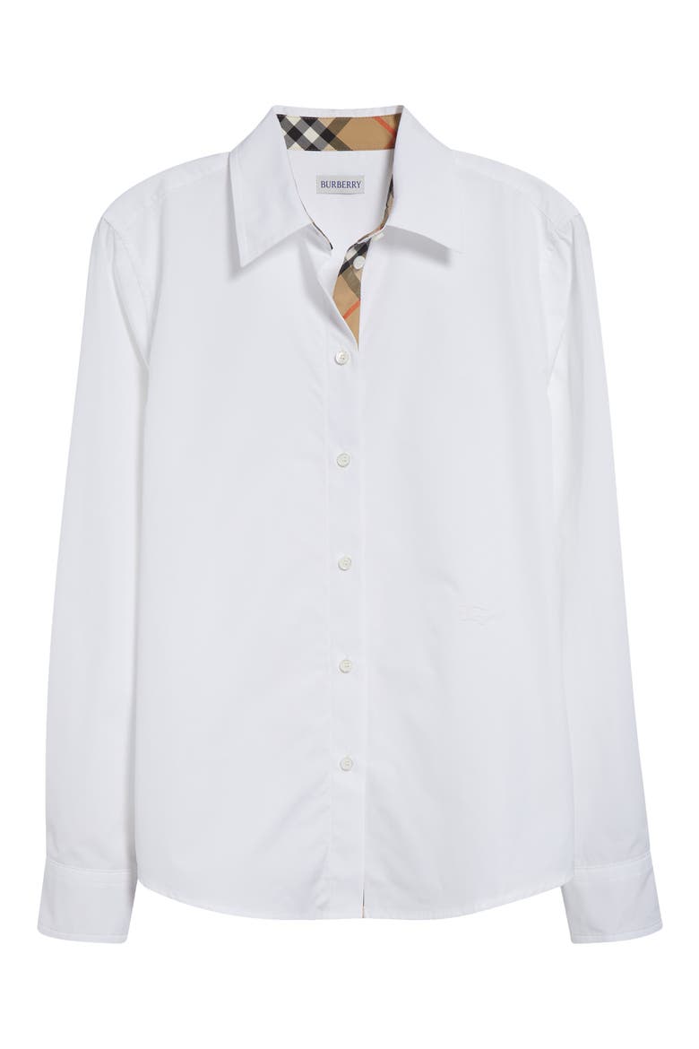 Cotton Poplin Button-Up Shirt, Alternate, color, WHITE