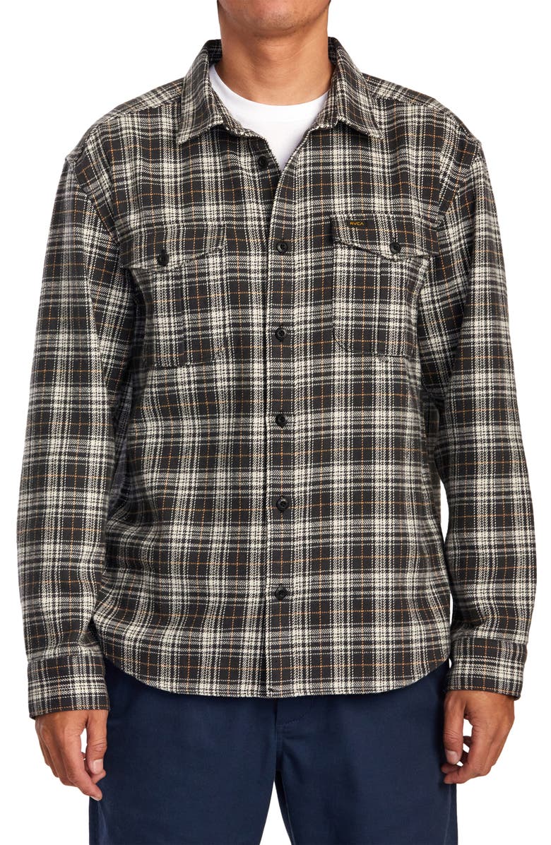 RVCA Reynolds Plaid Flannel Button-Up Shirt, Main, color, 