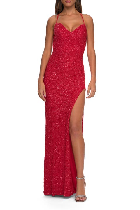 Stretch Sequin Dress with Open Back