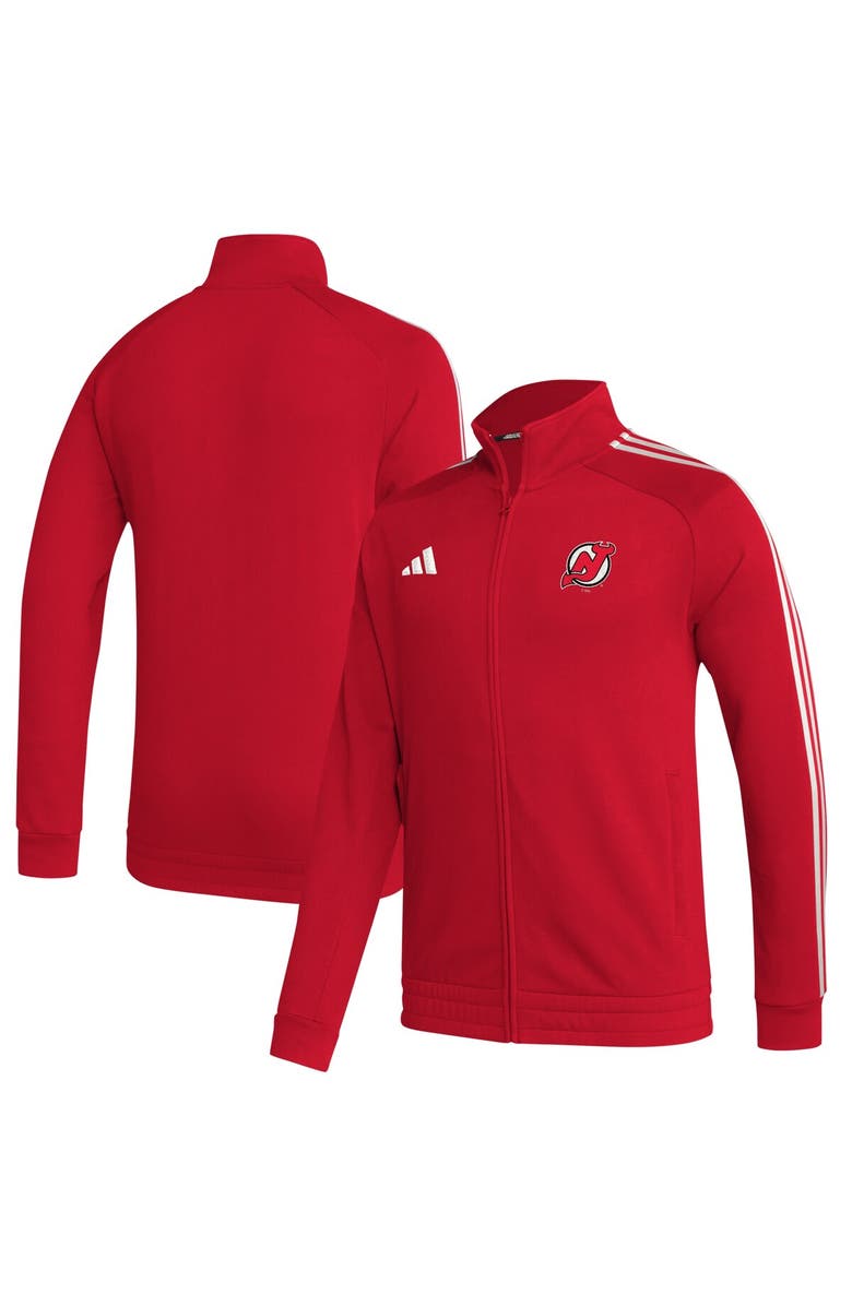 adidas Men's adidas  Red New Jersey Devils Raglan Full-Zip Track Jacket, Main, color, 