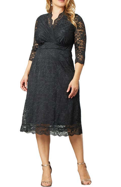 Scalloped Boudoir Lace Sheath Dress (Plus Size)