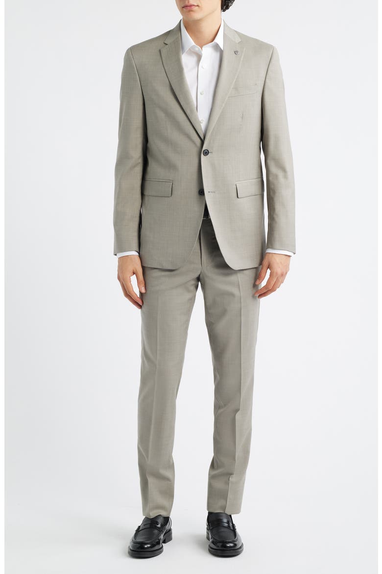 Ross Slim Fit Taupe Stretch Wool Twill Suit, Main, color, TAUPE