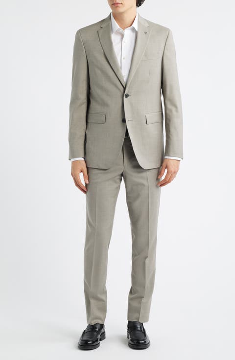 Ross Slim Fit Taupe Wool Suit