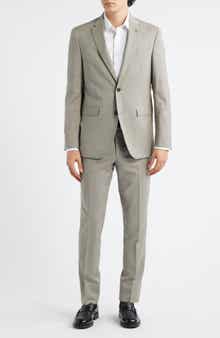 Ross Slim Fit Taupe Stretch Wool Twill Suit