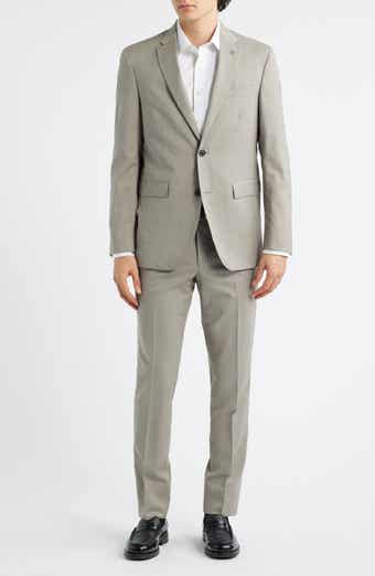 Ross Slim Fit Taupe Stretch Wool Twill Suit