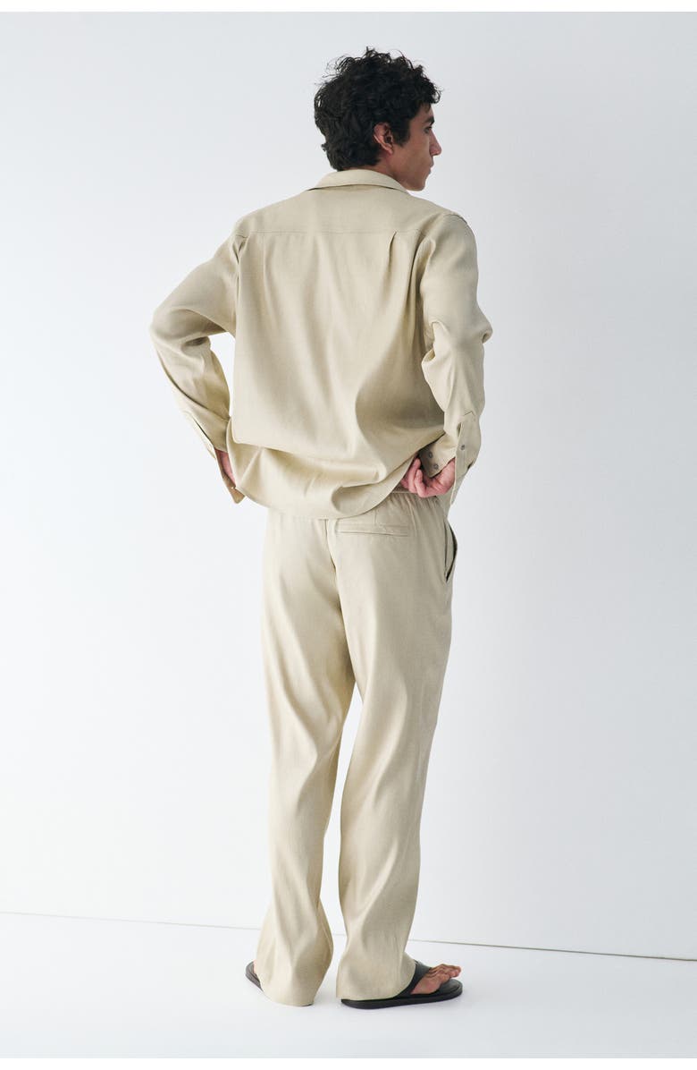 H&M Easy care loose-fit linen-blend pants, Alternate, color, Light Beige