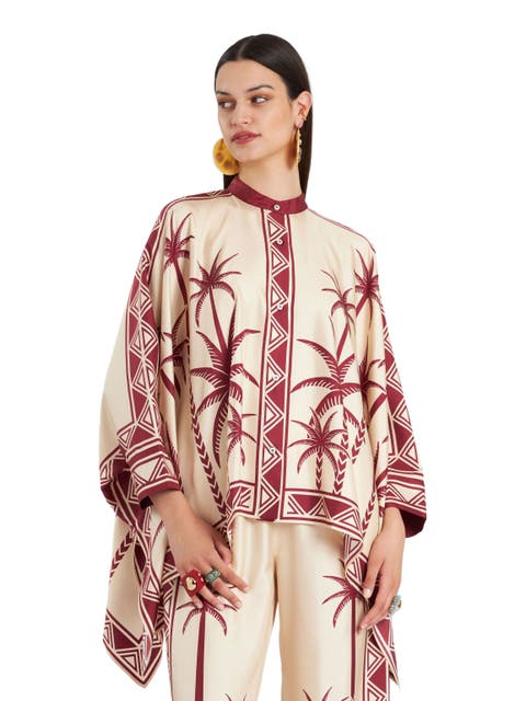 Foulard Shirt Placée Date Palms Ivory