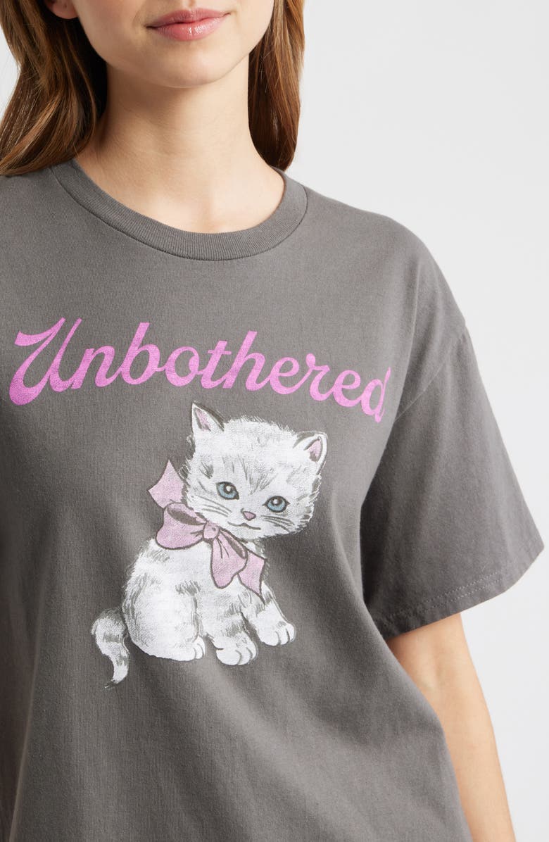 Junk Food Unbothered Kitten Graphic T-Shirt, Alternate, color, Charcoal