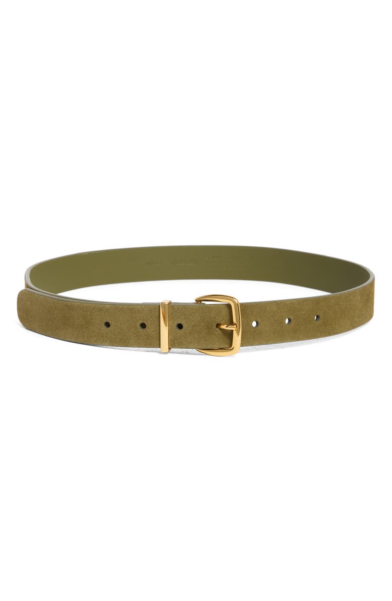 Madewell Essential Suede Belt, Main, color, Kale Suede