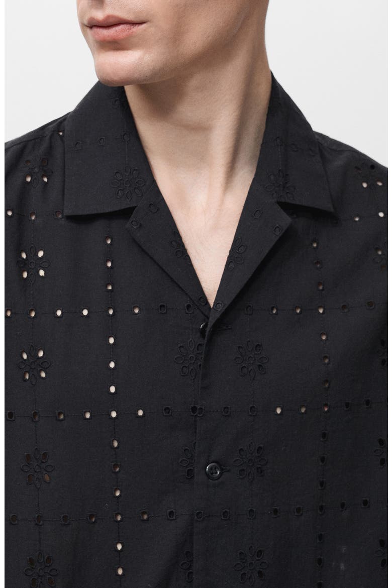 Cotton Broderie Anglaise Button-Up Shirt, Alternate, color, BLACK
