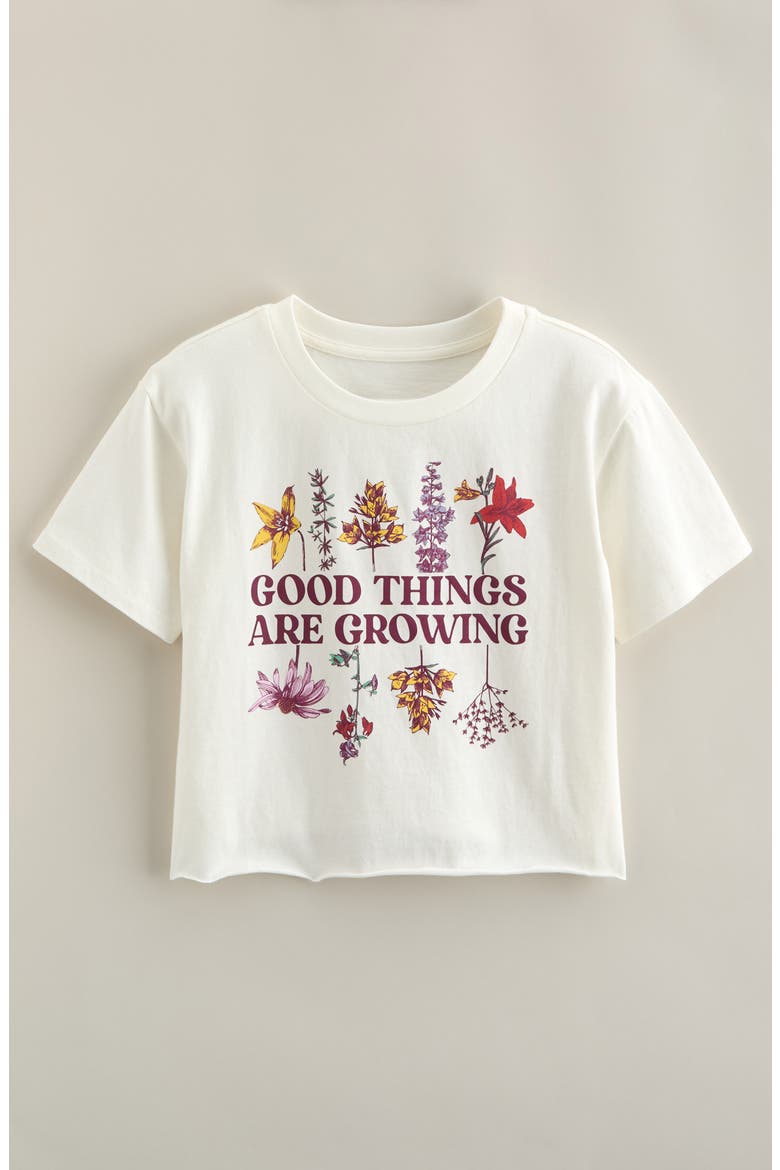 Kids' Crop Cotton Graphic T-Shirt, Main, color, IVORY EGRET GOOD THINGS